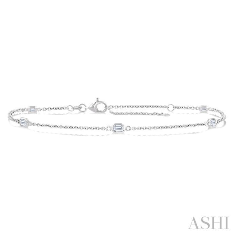 1/2 ctw Emerald Cut Diamond Station Bracelet in 14K White Gold