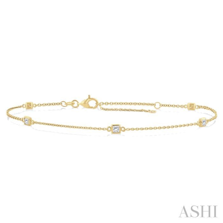 1/4 ctw Princess Cut Diamond Station Bracelet in 14K Yellow Gold