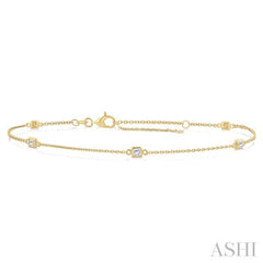 1/4 ctw Princess Cut Diamond Station Bracelet in 14K Yellow Gold