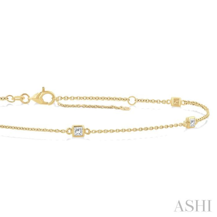 1/4 ctw Princess Cut Diamond Station Bracelet in 14K Yellow Gold