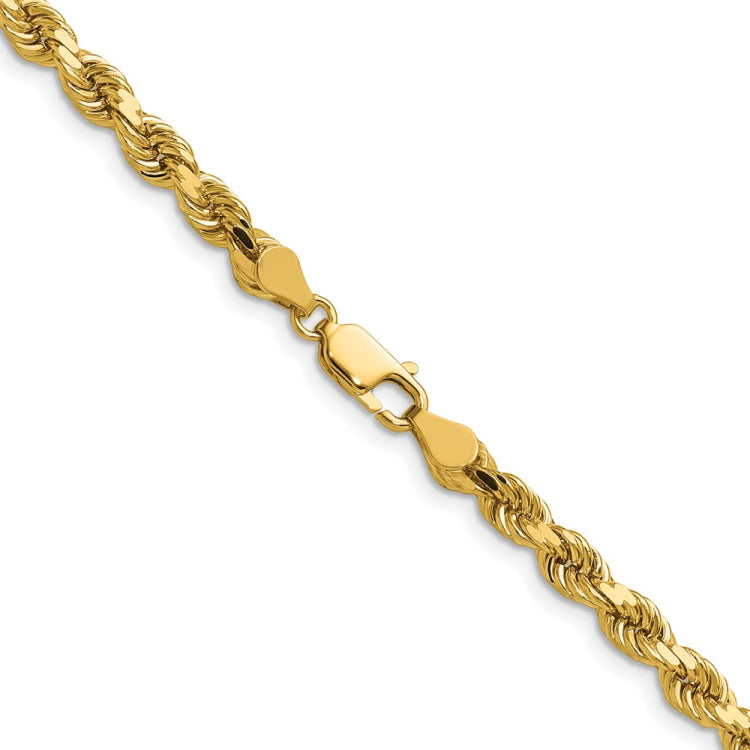 14K 22 inch 4.5mm Diamond-cut Rope with Lobster Clasp Chain