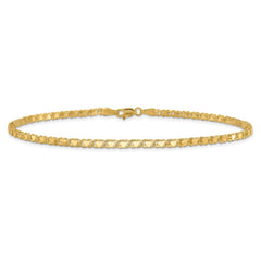 14k Polished Double-Sided Hearts Double Link 10 inch Anklet