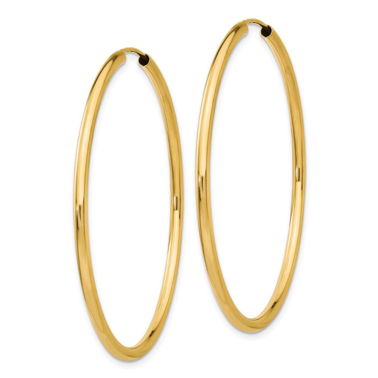 14k 2x45mm Polished Round Endless Tube Hoop Earrings