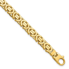 14k Polished 7mm Fancy Flat Byzantine Link 8.25 inch Bracelet