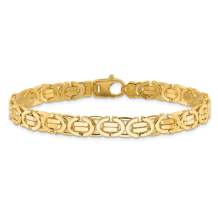 14k Polished 7mm Fancy Flat Byzantine Link 8.25 inch Bracelet