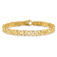 14k Polished 7mm Fancy Flat Byzantine Link 8.25 inch Bracelet