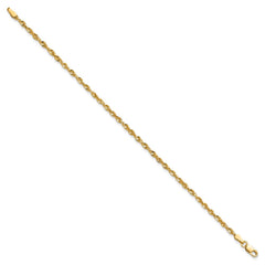 14K 7 inch 2.5mm Ultra Diamond-cut Rope with Lobster Clasp Chain