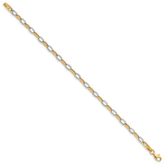 14k Two-tone Polished Oval Cable Link 7.25 inch Bracelet