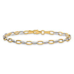 14k Two-tone Polished Oval Cable Link 7.25 inch Bracelet