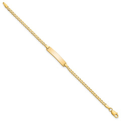 14k Polished Solid Chain/Solid Plate Flat Curb Link 22.5x4.5mm Plate 5.5 inch Baby/Child ID Bracelet