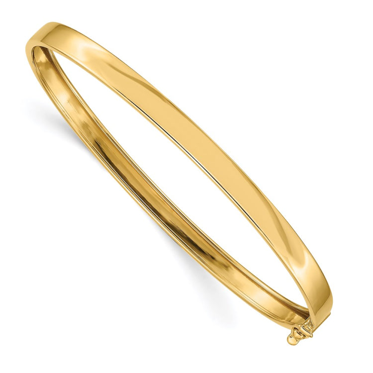 14K Polished 5.00mm Flexible Oval Bangle Bracelet