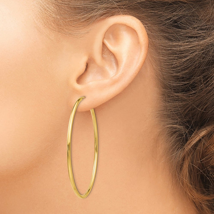 14k 2x54mm Polished Round Endless Tube Hoop Earrings