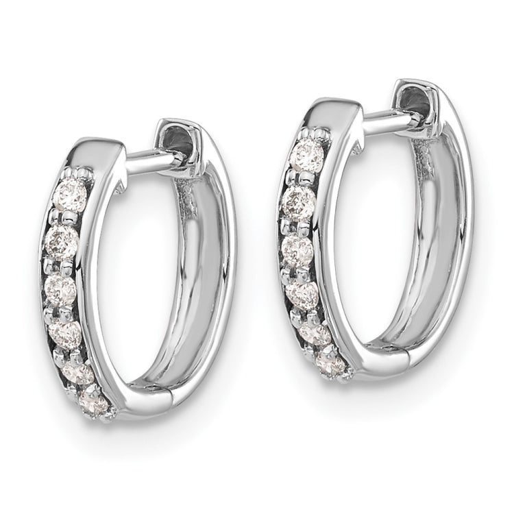 14k White Gold 1/8 carat Diamond Hinged Hoop Earrings