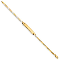 14k Polished Solid Chain/Solid Plate Curb Link 26x5mm Plate 5.5 inch Baby/Child ID Bracelet