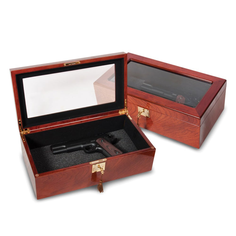 Luxury Giftware Rosewood Veneer High Gloss Finish Glass Window Multi Use Locking Collector Box