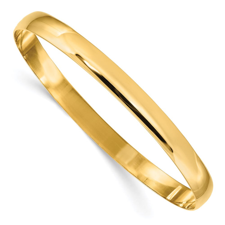 14k 6mm Solid Polished Half-Round Slip-On Round Bangle Bracelet