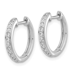 14k White Gold 1/4 carat Diamond Complete Hinged Hoop Earrings