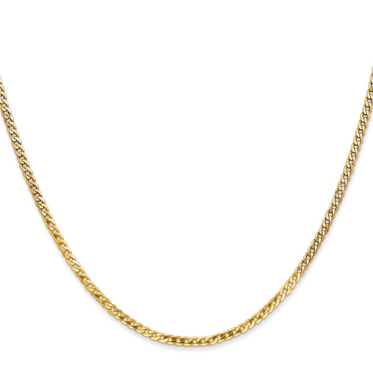 14K 18 inch 2.2mm Flat Beveled Curb with Lobster Clasp Chain