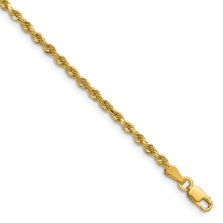 14K 22 inch 2.25mm Diamond-cut Rope with Lobster Clasp Chain