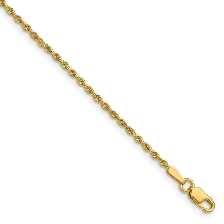 14K 20inch 1.5mm Diamond-cut Rope with Lobster Clasp Chain