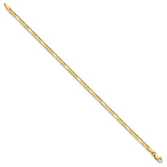 14K 8 inch 3mm Concave Open Figaro with Lobster Clasp Bracelet