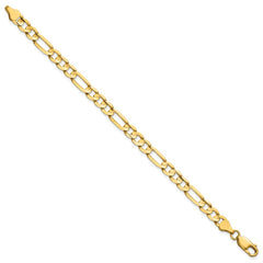 14K 8 inch 6mm Concave Open Figaro with Lobster Clasp Bracelet