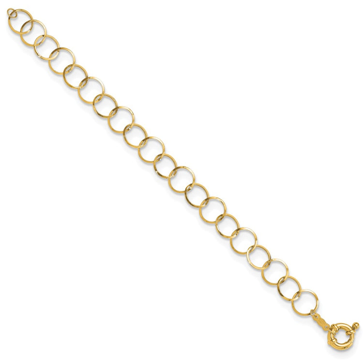 14K Polished Circle Chain 7.5 inch Bracelet