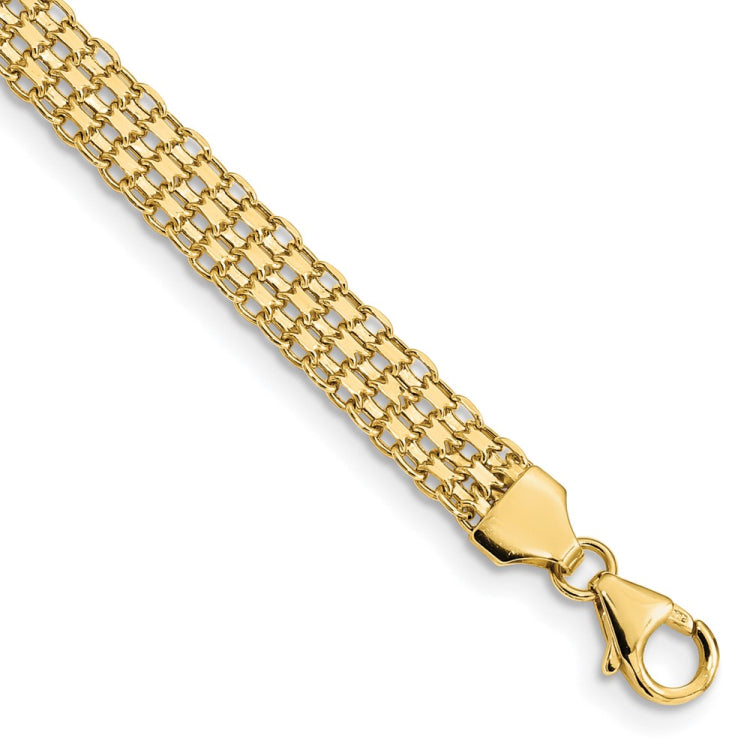 14k Polished 6.2mm Fancy Bismark Link 7.5 inch Bracelet