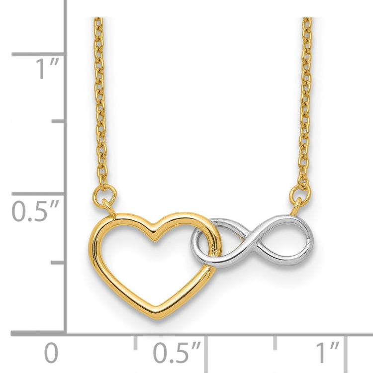 14K with White Rhodium Interlocked Heart with Infinity Symbol 17 inch Necklace