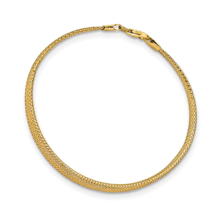 14K Graduated Stretch Mesh 7 inch Bracelet