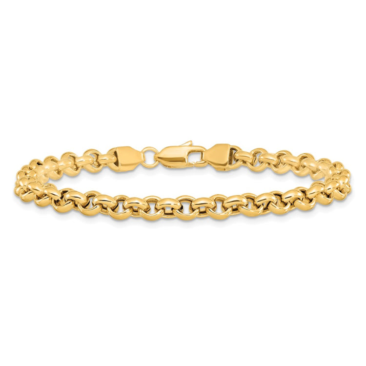 14k Polished Fancy 5mm Rolo Link 7.5 inch Bracelet
