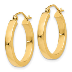 14k 2x20mm Polished Square Tube Hoop Earrings