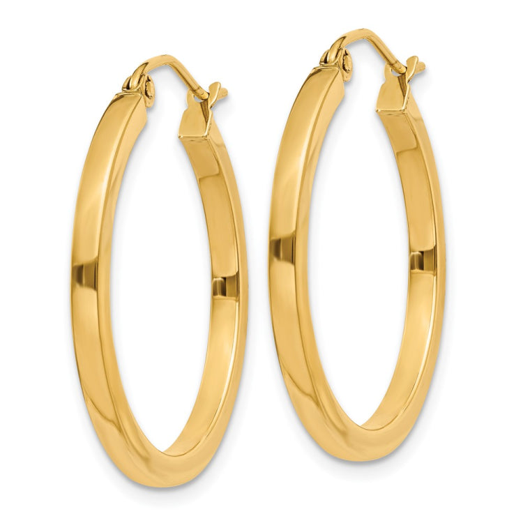 14k 2x25mm Square Tube Hoop Earrings