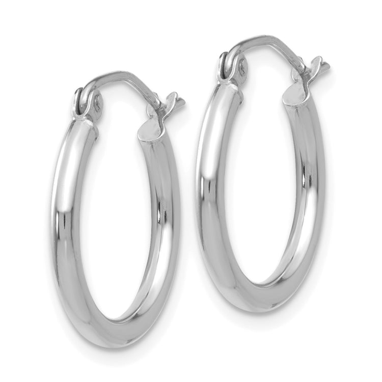 14k White Gold 2x18mm Polished Tube Hoop Earrings