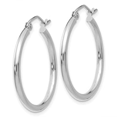 14k White Gold 2x25mm Polished Tube Hoop Earrings