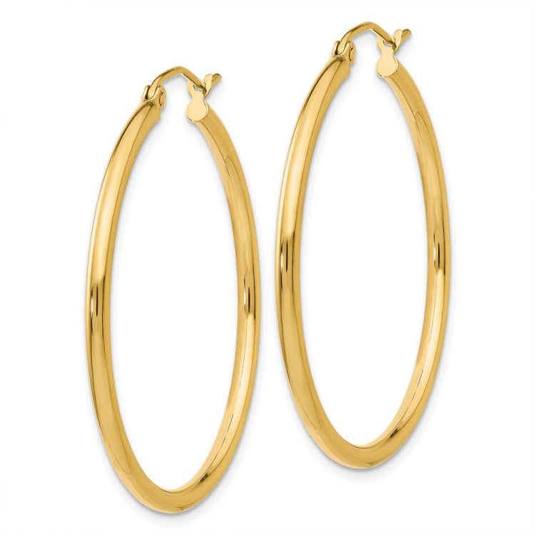 14k 2x35mm Polished Lightweight Tube Hoop Earrings