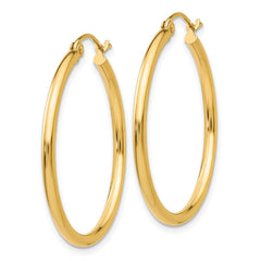 14k 2x30mm Polished Lightweight Tube Hoop Earrings