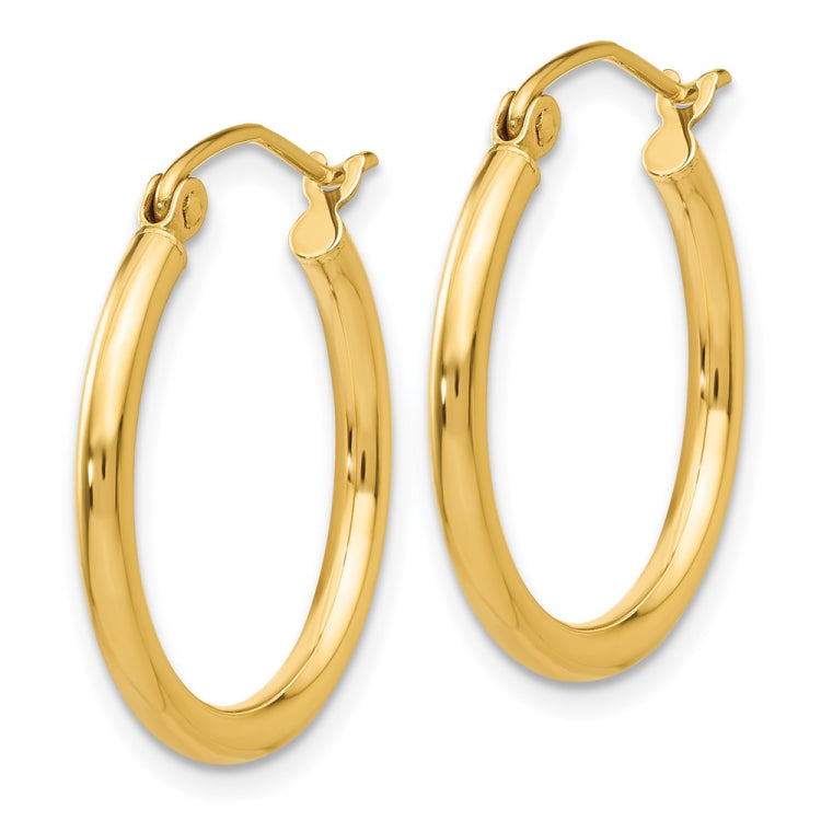 14k 2x20mm Polished Tube Hoop Earrings