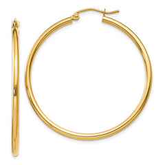 14k 2x40mm Polished Tube Hoop Earrings