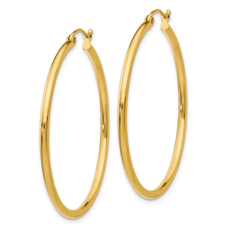 14k 2x40mm Polished Tube Hoop Earrings