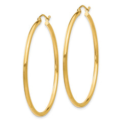 14k 2x45mm Polished Lightweight Tube Hoop Earrings