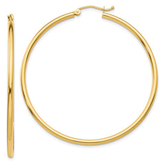 14k 2x50mm  Polished Lightweight Tube Hoop Earrings
