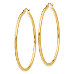 14k 2x50mm  Polished Lightweight Tube Hoop Earrings