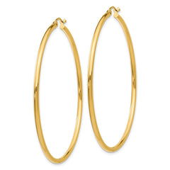 14k 2x55mm Polished Lightweight Tube Hoop Earrings