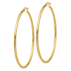 14k 2x60mm Polished Tube Hoop Earrings