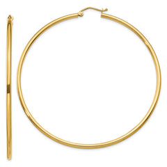 14k 2x65mm Polished Tube Hoop Earrings
