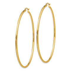 14k 2x65mm Polished Lightweight Tube Hoop Earrings