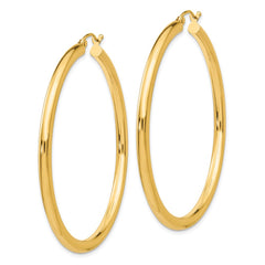 14K 3x50mm Polished Lightweight Tube Hoop Earrings