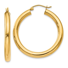 14k 4x35mm Polished Lightweight Tube Hoop Earrings