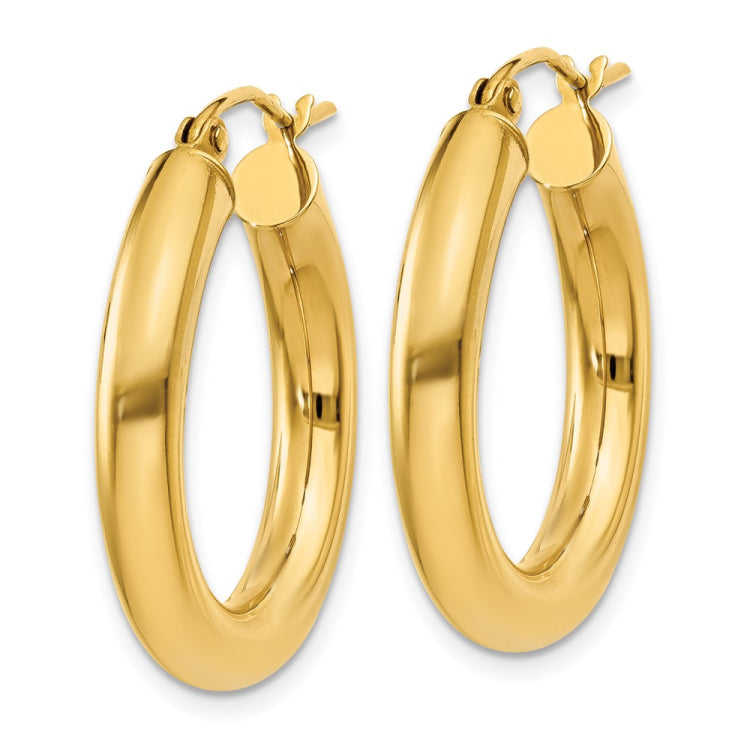 14k 4x25mm Polished Tube Hoop Earrings